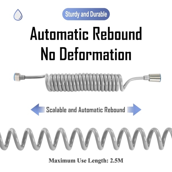 Fjedrende brusebadsslange, ABS fleksibel teleskopbruseslange, spiralformet brusebadsslange til badeværelse, toiletbruser, håndbruser - 3M