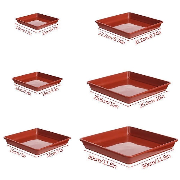 Fyrkantig blomkruka i plast, kraftig växtfat, droppbrickor för inom- och utomhusbruk, plastfat red 12x12cm
