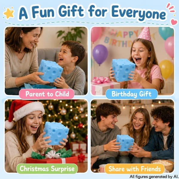 3,15-tommer Jumbo Ost Squishy Legetøj, Langsomt-stigende Dejfidget og Blød Sensorisk Stressaflastningskube til Børn
