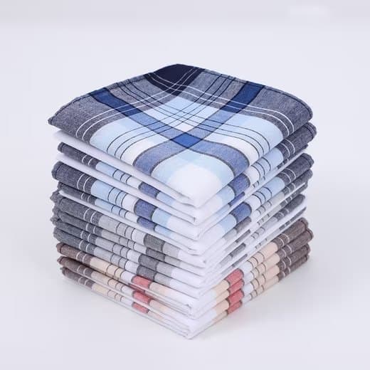 12-pack Herrnäsdukar Bomull 40x40 cm, Bomullsnäsduk - Klassisk Rutig Design