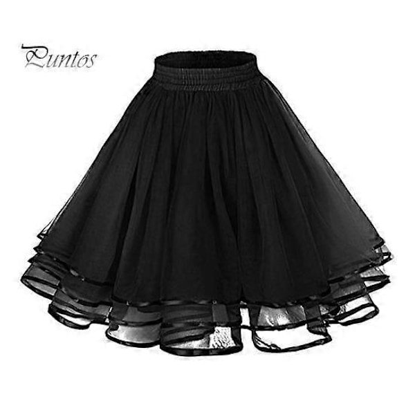 Mesh Tyllkjol med Elastisk Midja Enfärgad Trelagers Prinsesskjol Cosplay Bröllop Fester Knälång Kjol black