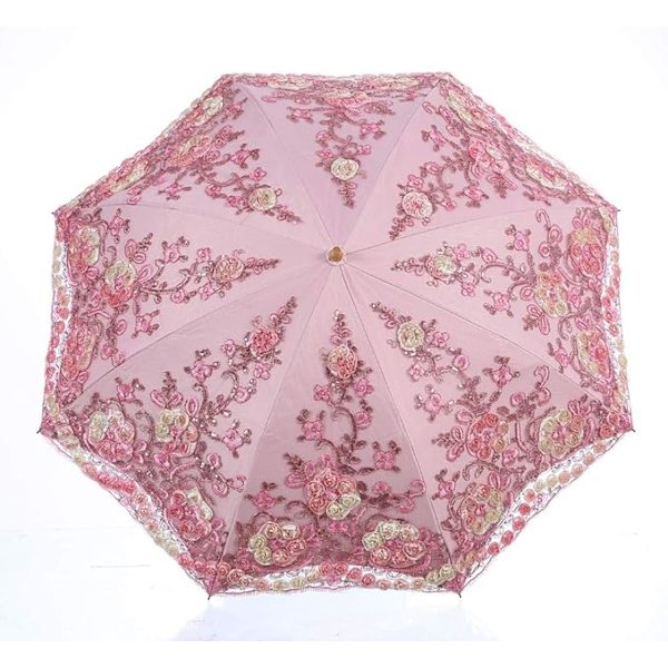 Sammenfoldelig UV-parasol Sne/Regn/Sol Paraply Broderi Bryllupsparaply