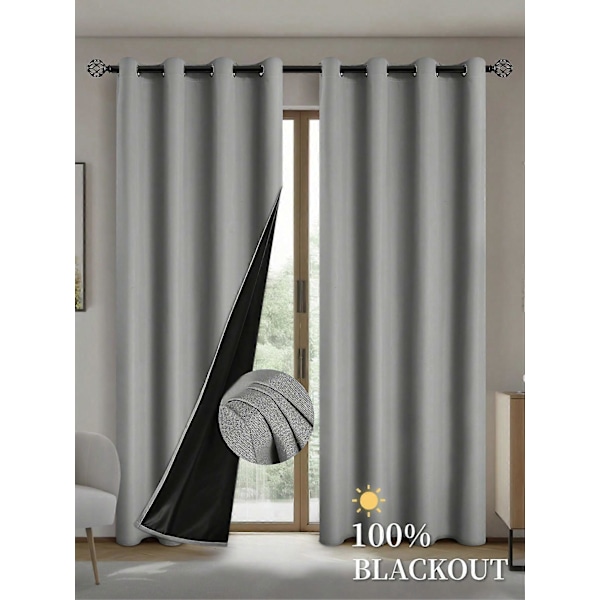 1 st Mörkläggningsgardiner med Belagd Isolerande Foder, Gardiner för Vardagsrum, Sovrum, Kök, Heminredning, Rumsdekoration dark grey 100X160CM 1PCS&Grommet Top