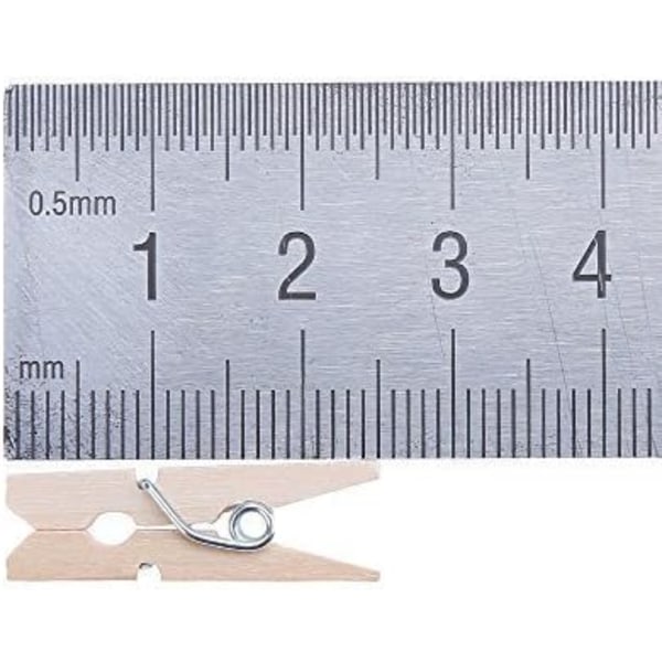 100 stk. Mini Træ Klemmer Klips Foto Pins Farvet Håndværk, Naturlig