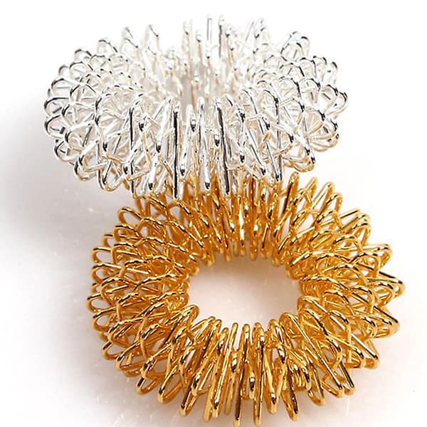 10 stk. Massasjering for fingre i rustfritt stål, akupunkturring, terapi, avslapning, blod Gold