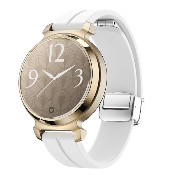 Garmin Lily 2:n silikoninen ranneke magneettisella taittuvalla soljella White Silver Buckle