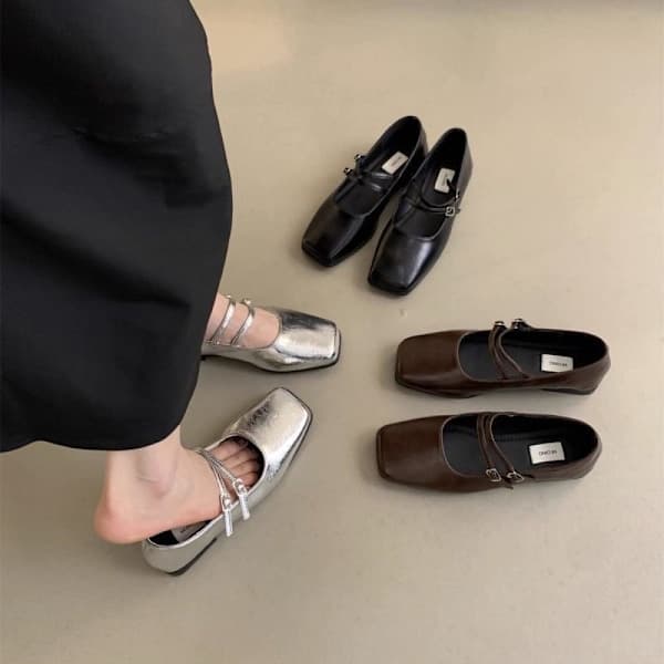 Fransk Aftenstil Mary Jane Damesko Enkle Elegante Flade Sko. Sort 39