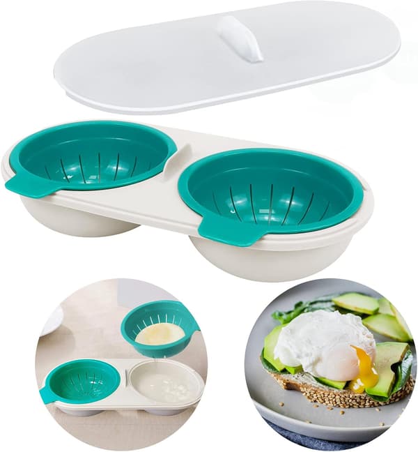 2-lags Eggkopp med dreneringskurv, matkvalitets eggkopp (blå)
