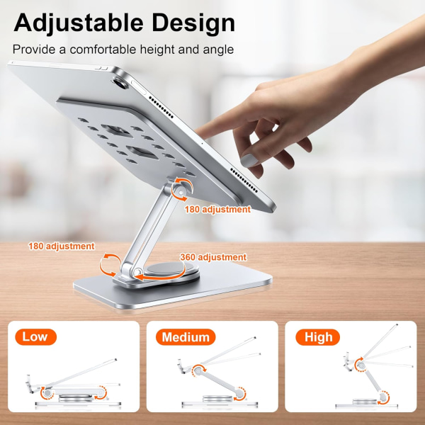 Tablet Stand, iPad Stand Holder, Aluminium 360° Roterende Foldbar Monitor Stand