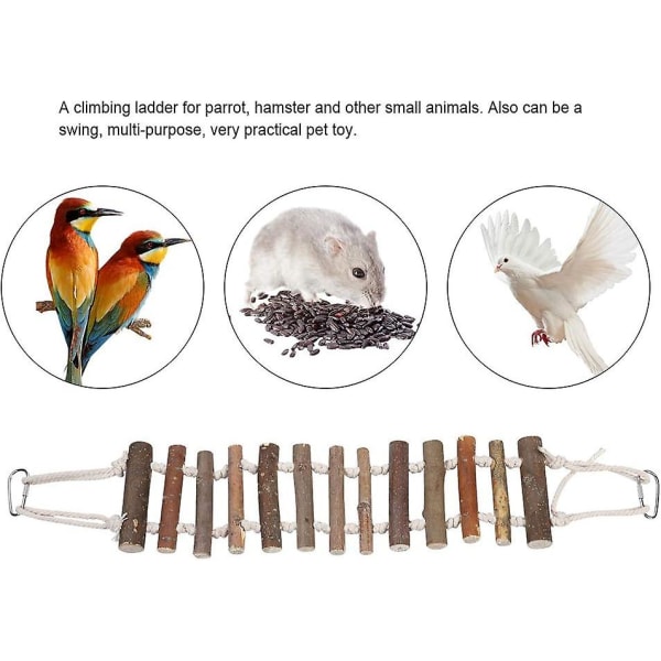 Fuglelegetøj træstige Trærebstige med reb-svingbro Velegnet til undulattræningslegetøj