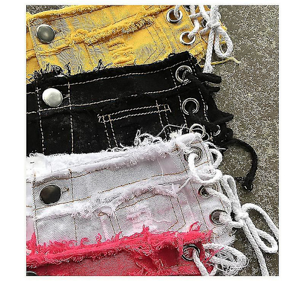 Sexiga jeansshorts för kvinnor, låg midja, avklippta, mini hotpants blue L