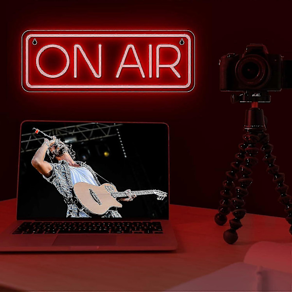 On Air -kyltti - Live On Air neonkyltti Twitch-, Tiktok-, Youtube-striimaajille/pelaajille - Suoratoisto-/äänityskyltti – Punaiset, hienot LED-kyltit S:lle