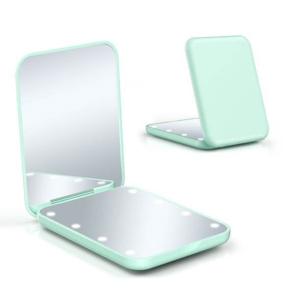 Pocket Mirror, Led Compact Mirror,2-Sided Handheld Magnetic Switch Fold Small Travel Makeup Lighted Mirror