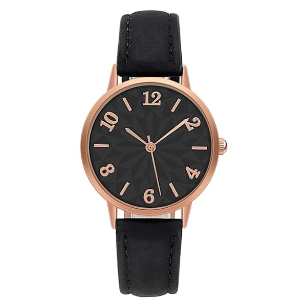 Gold women's watch with rough leather strap