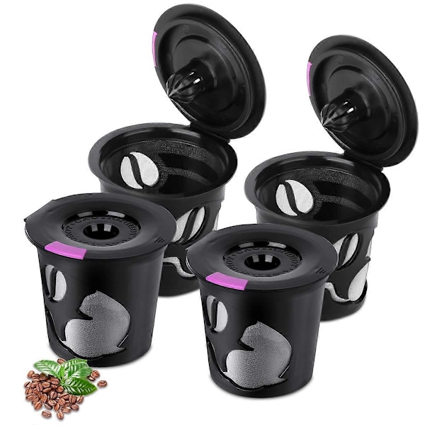 Gjenbrukbare K-kopper for K-Mini/K-Duo, 4-pakning gjenbrukbare kaffefilterputer for K-Eurig, gratis påfyllbare enkelt K-kopper
