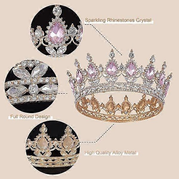 JUSCH Prinsessakruunut ja tiarat pienille tytöille - Kristalliprinsessakruunu, syntymäpäivä, tanssiaiset, naamiaiset, kuningatar strassikruunut, WZ-1632R