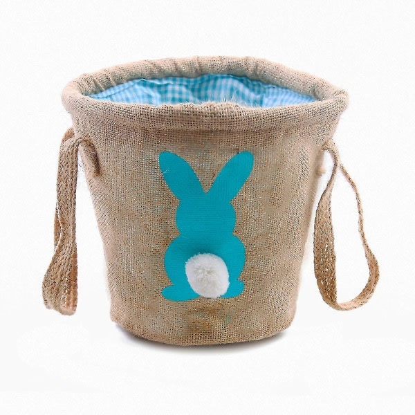 Easter Egg Basket for Kids Bunny Burlap Bag to Carry Eggs Treats and Gifts (Bunny Blue)b83063