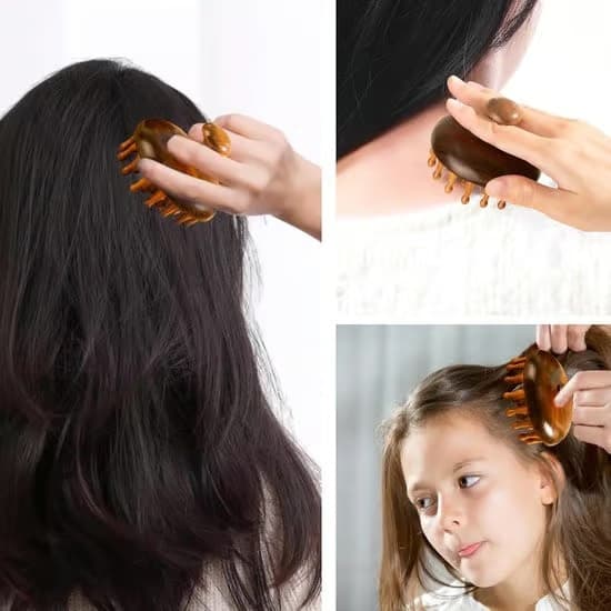Borste - Huvudmassage - Massageborste - Hårbottenmassage - Hårbottenmassage i trä - Hårbottenexfoliering för torrt och vått hår - Främjar hårväxt