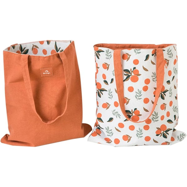 Dobbeltsidet bomuldslærred Tote Bag Tote Bag Shopping Bag Bomulds skuldertaske Reversible Canvas Messenger Bag til kvinder børn