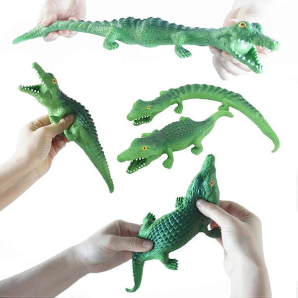 Grön Krokodil Klämleksak Långsam Återhämtning TPR Stresslindring Stretch Djur Squishes Sensorisk Fidget