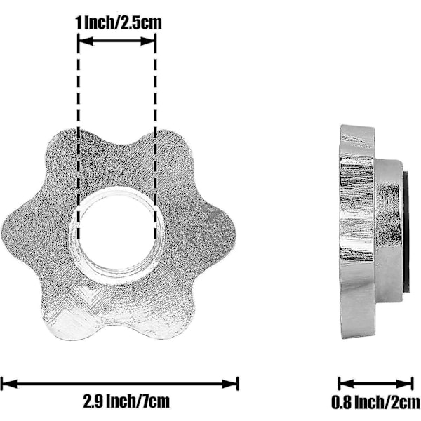 Sæt af 4 Dumbbell Spinlock, Skridsikker 25 Mm Standard Spinlock Klemmer, Skruehætter til Dumbbell Stænger, Barbell Stjerne Klemmer