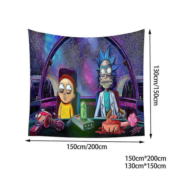 Rick And Morty Tema Gobeläng Sovrum Väggbonad Tapeter Dekoration B 150*200CM