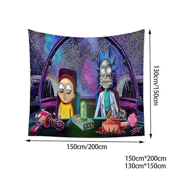 Rick And Morty Tema Gobelin Soveværelse Vægophæng Gobeliner Dekoration B 150*200CM