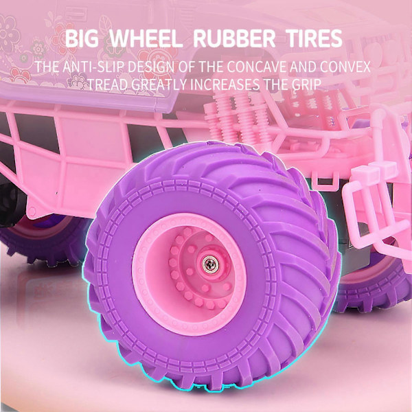 Fjernstyret Bil til Piger 2.4GHz Sød Pink og Lilla Fjernstyret Klatrebil Genopladelig Off-Road Legetøjsbil Pink and Purple 1 Battery
