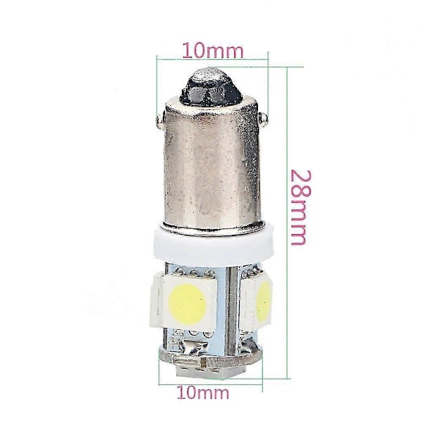 10 st Ba9s Bil LED-lampa T4w T11 5050 5 Smd Inre Glödlampor Dc 12v 24v Super Ljus Registreringsskyltlampa Autobelysning Vit WHITE 12V