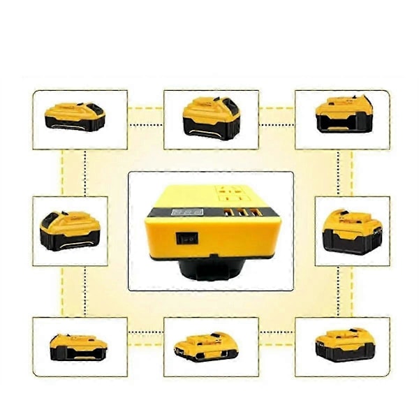 Multifunktionell Strömomvandlare DC 18V till 220V Inverteradapter Strömförsörjning Inverter för 18V 20V Batteri