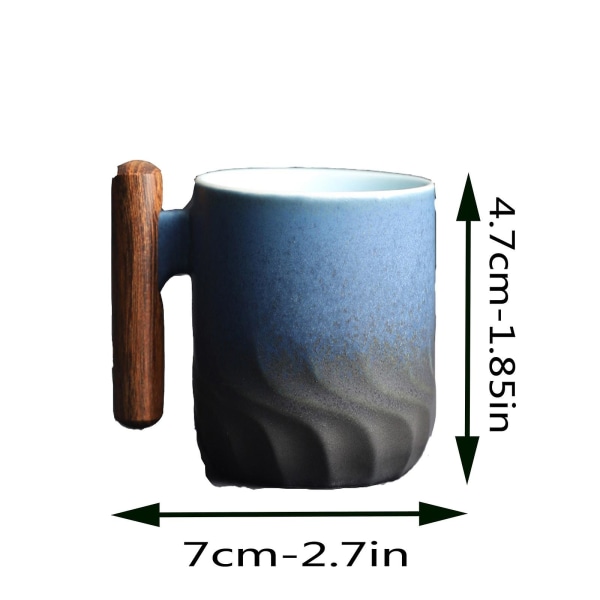 Kaffekop Træskaft Kaffekrus Te-krus Gradient glasur Udsøgte keramiske små krus Blue