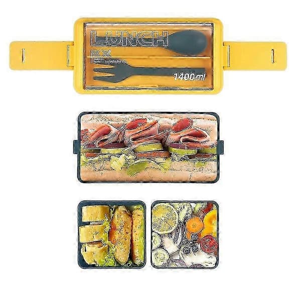 Bento Box Madkasse til Voksne, 3-i-1 Stabelbare Madbeholdere - Excellence blue