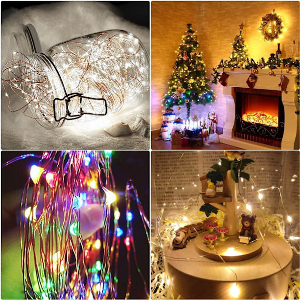 LED-keijuketjut paristokäyttöiset, 3 pakkausta 2M 20 LED mikrolankakeijuketjut makuuhuoneen purkkeihin laseihin hääjuhliin Multicolour 3pcs