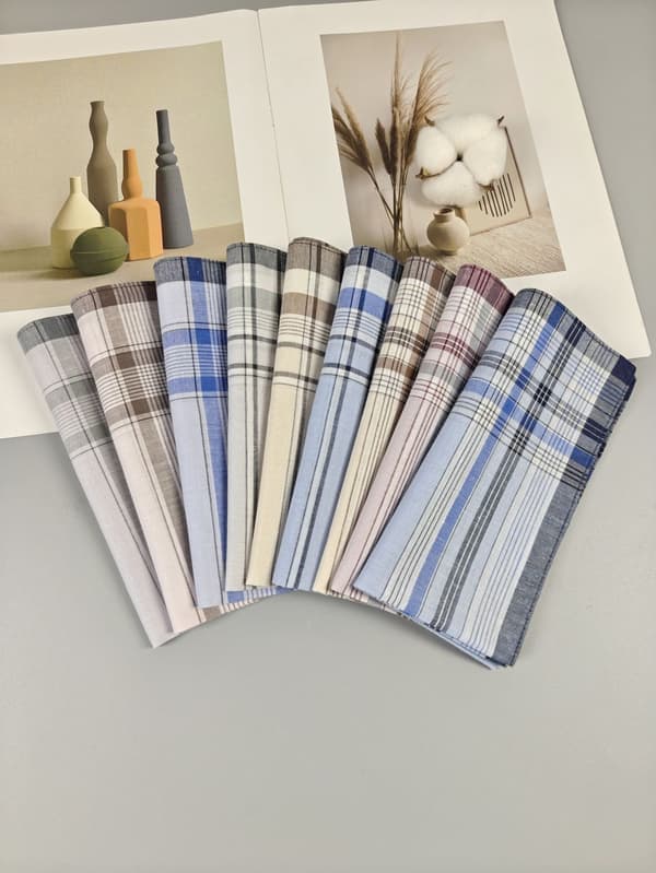 10-pack Herrnäsdukar 38x38 cm, 100% Bomull Näsdukar för Män, Traditionell Design för Vardag och Fest