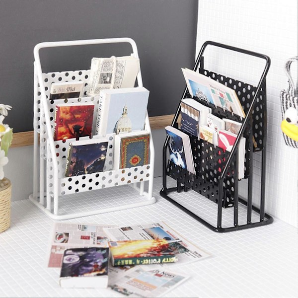 Mini Avisstand 1/12 Skala Dukkehuss Metal Magasin Display Stativ Simuleret Bogreol Dukke Tilbehør til Børn Black