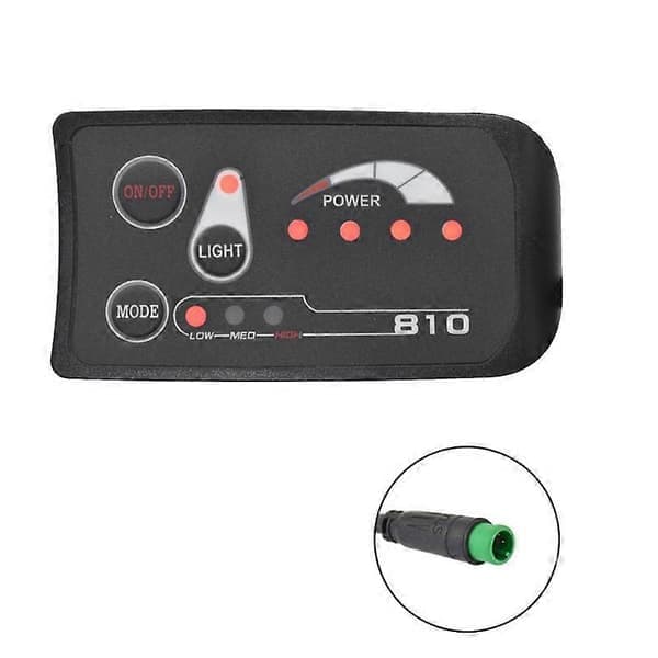 S810 E-cykel Meter LED Display IP65 36V UART Kompatibel med Elcykel Elektrisk Cykel Meter (36V) Sort 5PIN 5PIN