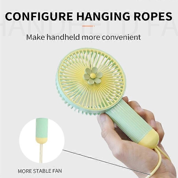 Drivna Handfläktar Mini Portabel Fläkt, USB Uppladdningsbar, Med 3 Hastigheter - Handhållen Fläkt För Män Och Kvinnor - Perfekt För Kontor, Utomhus, Resor Och C Yellow