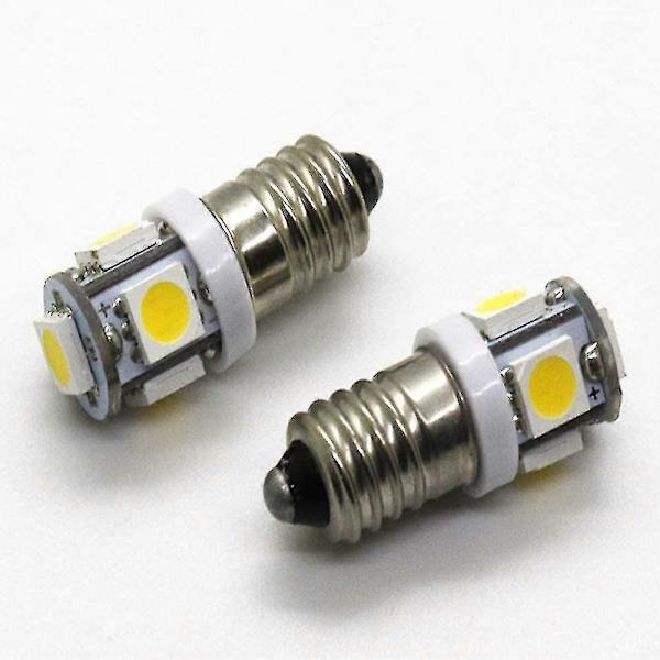 10-pack E10 9V Kallvitt 5smd 5W LED-lampor (Kallvitt, 9V)