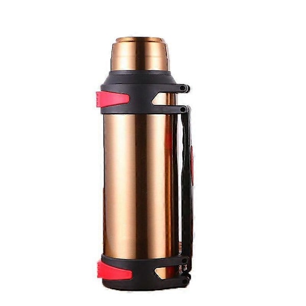 1200-3000ML Stor Termosflaska Vakuumflaskor Rostfritt Stål Isolerad Vatten Termisk Mugg Med Rem 48 Timmar Isolering gold 2500ml