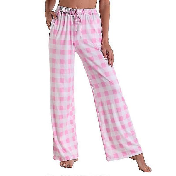 Dam Pyjamasbyxor Stretch Loungebyxor Rutiga Pyjamasunderdelar 3XL Pink