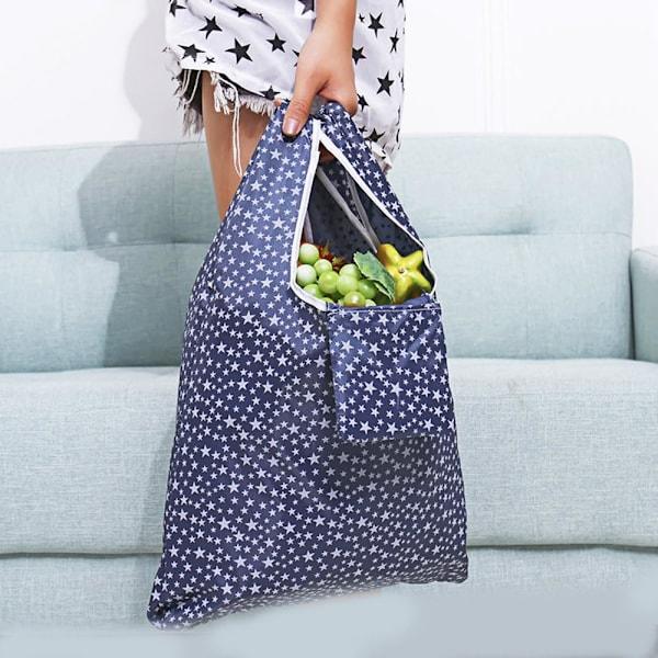 4 Pak Foldbare Indkøbsposer Genanvendelige Miljøvenlige Indkøbsposer Shopper Bag Foldbar I Vedhæftet Lomme