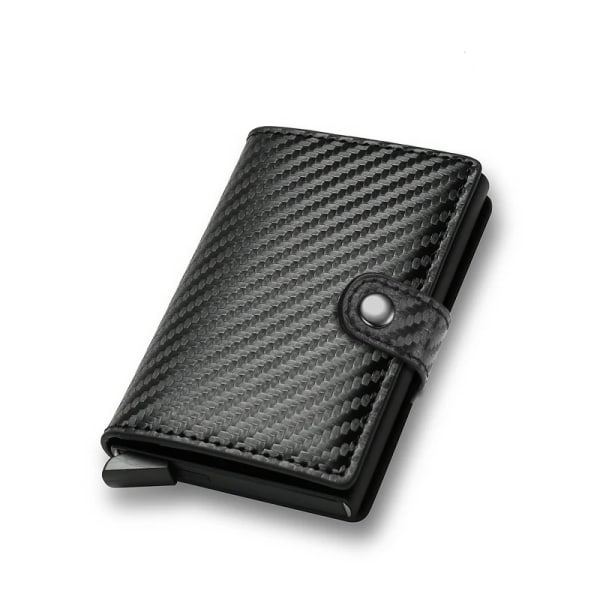 Kulfiber Kreditkort Holder Tegnebog Mænd Rfid Smart Metal Tynd Slim Pop Up Minimalistisk Tegnebog Lille Sort Tegnebog Metal Tegnebog Carbon Black