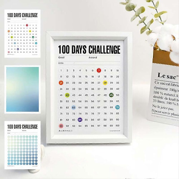100 Päivän Alaslaskentakalenteri Työpöydälle, Henkilökohtainen Painettu Valokuvakehyksen Boho Luokkahuoneen Sisustus Black Photo Frame Orange Green