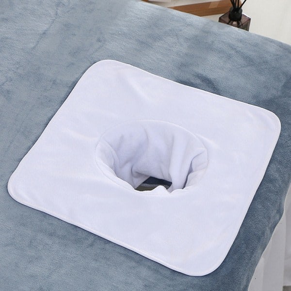 35*35cm Kauneusalan SPA-hierontapöydän lankku Kasvojen pyyhe reiällä White