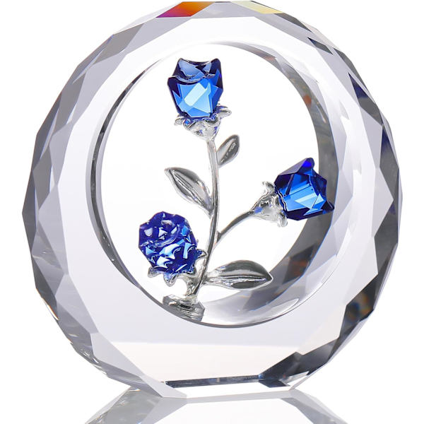 Kristallros blomma blomma figurin gåvor till henne glasros bukett samlarobjekt pappersvikt romantisk gåva till fru Alla hjärtans dag årsdag prydnader