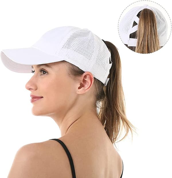 Baseballkasket med kryds-ponytail til kvinder white