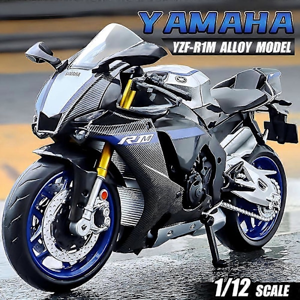 1/12 Mittakaavan Yamaha YZF-R1M Moottoripyörämalli Leikkiauto Seosvalettu Simulaatiomallit Moottoripyörä Kokoelma Koriste Poikien Leikkikalut Lahjat Black