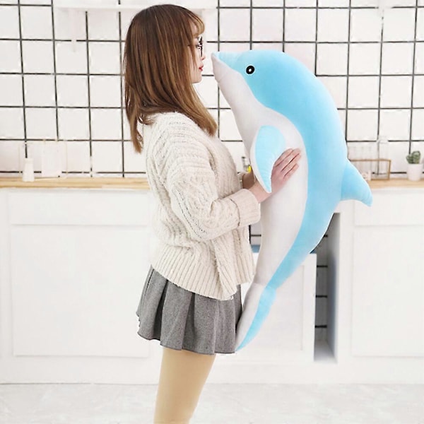 Dolphin Plyschdjur Kudde Super Mjuk Delfin Havs Djur Plyschleksaker Dockor Sov Kudde för Pojkar Flickor Presenter Snabb Grey 30CM