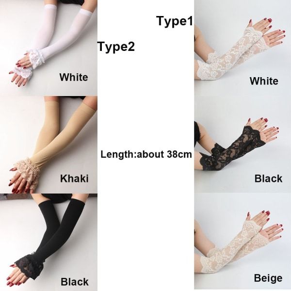 Kvinners Arm Sleeves Arm Protection COVER TYPE1 TYPE1 white Type1-Type1