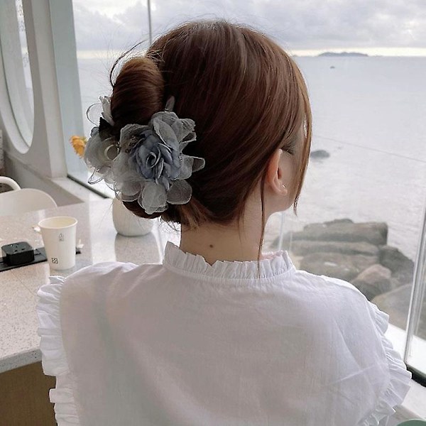 Blomster Hårklemme med Simuleret Blomsterdekoration Akryl Opsat Hårkæbe Elegant Brusebad Hårklemmer